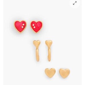 Talbots Red and Gold Heart Earrings Set